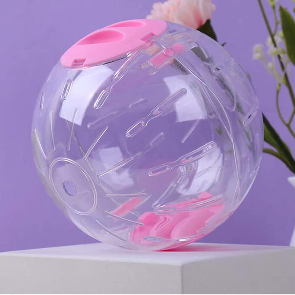 Hamster Ball Clear Plastic Sport Ball for Hamster Running Exercise Ball with Stand Small Pet Rodent Guinea Pig Mice Gerbil Jogging Ball Toy (16cm/6.3inch, Pink)