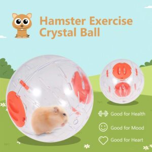 Hamster Ball Clear Plastic Sport Ball for Hamster Running Exercise Ball with Stand Small Pet Rodent Guinea Pig Mice Gerbil Jogging Ball Toy (16cm/6.3inch, Pink)