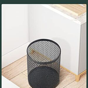 QIBORUN Mesh Wastebasket Round Stainless Steel Trash Can Recycling Bin for Home, Office, Bathroom, Bedroom & Kitchen, 3.5 Gallon / 12L, 11inch Height x 10inch Diameter Garbage Can-Gold