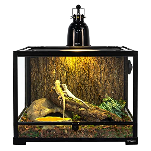 REPTI ZOO 5.5 inch Reptile Light Fixture, 100W Deep Dome Reptile Heat Lamp Fixture, Optical Reflection Cover Reptile Dome Light Fixture for Terrarium Tank, Angle Adjustable