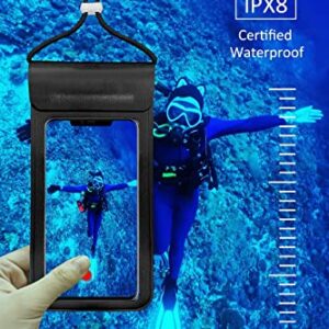 NIUTRIP Waterproof Pouch Cellphone Case,Dry Phone Bag Compatible for iPhone 13 12 11 Pro Max XS Max XR X 8 7 6 S SE,Galaxy S22 Ultra S21 S20 S10,Up to 7-7.2",Plus Black and Plus Sliver,2Pack