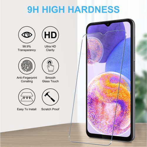 [3 Pack] for Samsung Galaxy A23 5G Screen Protector, Tempered Glass HD Clear 9H Hardness Protector Film for Galaxy A23 6.6” 2022, Anti Scratch Bubble Free Easy Install Case Friendly - Transparent