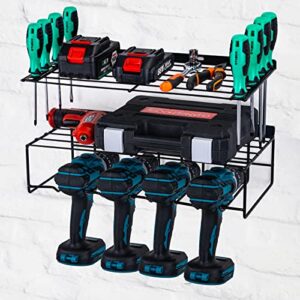 power tool organizer - wall mounted garage workshop power tool holder and storage rack with detachable design, heavy-duty metal utility drill holder tool for cordless drill, father's day gift