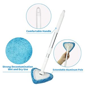 BITOPE Windshield Cleaning Tool, Car Window Cleaning Windshield Cleaner with Extendable Long Handle and 3pcs Washable Reusable Microfiber Pads, Car,Office, Auto Inside Glass Wiper Kit