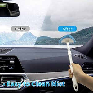 BITOPE Windshield Cleaning Tool, Car Window Cleaning Windshield Cleaner with Extendable Long Handle and 3pcs Washable Reusable Microfiber Pads, Car,Office, Auto Inside Glass Wiper Kit