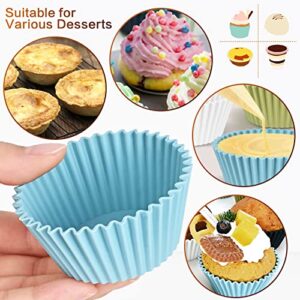 Elyum 12 Pack Silicone Cupcake Liners, Silicone Baking Cups Muffin Cups Reusable Cupcake Wrappers for Cake Balls, Muffins, Cupcakes Candies Mold, Natural Colors