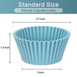 Elyum 12 Pack Silicone Cupcake Liners, Silicone Baking Cups Muffin Cups Reusable Cupcake Wrappers for Cake Balls, Muffins, Cupcakes Candies Mold, Natural Colors