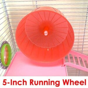 Large 5-Floor Twin Towner Play Tube Habitat Syrian Hamster Rodent Gerbil Mouse Mice Rat Wire Animal Critter Cage (Pink)