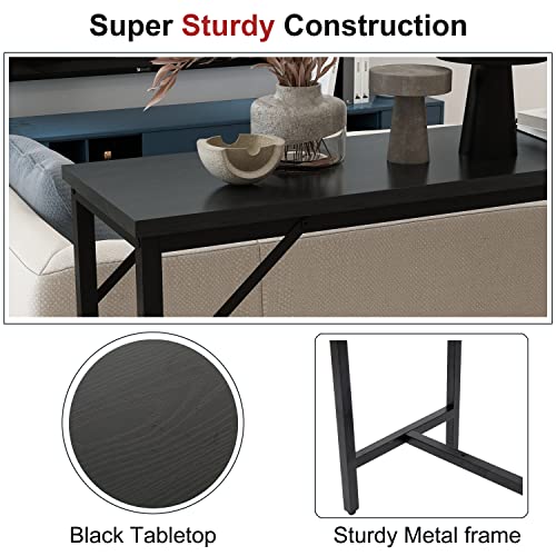 Yusong 71'' Long Console Table Sofa Tables Behind Couch, Narrow Entryway Table Skinny Tall Pub Bar Height Table for Living Room, Easy Assembly, Black Oak