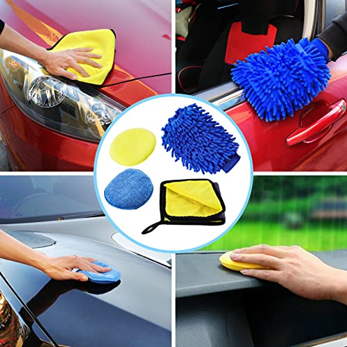 OCR 17PCS Car Detailing Brush Kit, Wheel Cleaning Brushes Rim Brush Duster Brush Wash Mitt Towels Wax Pads, Car Cleaning Tools for Auto Interior Exterior, Wheels, Dashboard, Leather, Air Vents