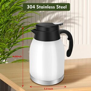 Beyoung Thermal Coffee Carafe, Stainless Steel Thermal Carafe Vacuum Insulated Flask Water Carafe Coffee Pot with LeakProof Lid,54 Oz/1.6L(White)