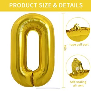 TONIFUL 40 Inch Large Gold Letter O Balloons Helium Balloons,Foil Mylar Big Balloons for Birthday Party Anniversary Supplies Decorations