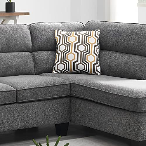 118" Wide Large Modern Upholstered L-Shaped Sectional Sofa with 2 Cushions, Modern Tufted Micro Cloth Couch with Soft Memory Foam Seats, 5 Seater Modular Sofa - Grey - Oliver & Smith