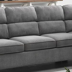 118" Wide Large Modern Upholstered L-Shaped Sectional Sofa with 2 Cushions, Modern Tufted Micro Cloth Couch with Soft Memory Foam Seats, 5 Seater Modular Sofa - Grey - Oliver & Smith