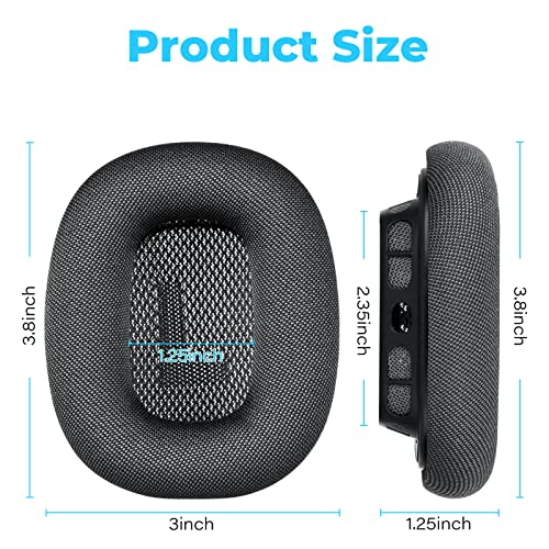 AirPods Max Ear Cushions, Comfortable & Easy to Install AirPods Max Accessories Replacement Earpads Earcups Compatible with Apple AirPods Max headphones, a Knit-Mesh Canopy and Memory Foam(Space Gray)