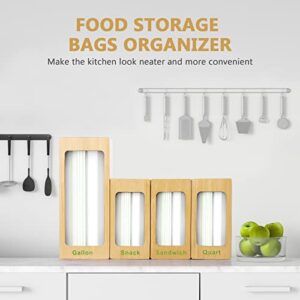 SGVA Ziplock Bag Organizer Bamboo Ziplock Bag Storage Organizer Container for Kitchen Drawer,Baggie Organizer Compatible with Gallon, Quart, Sandwich, and Snack Bags