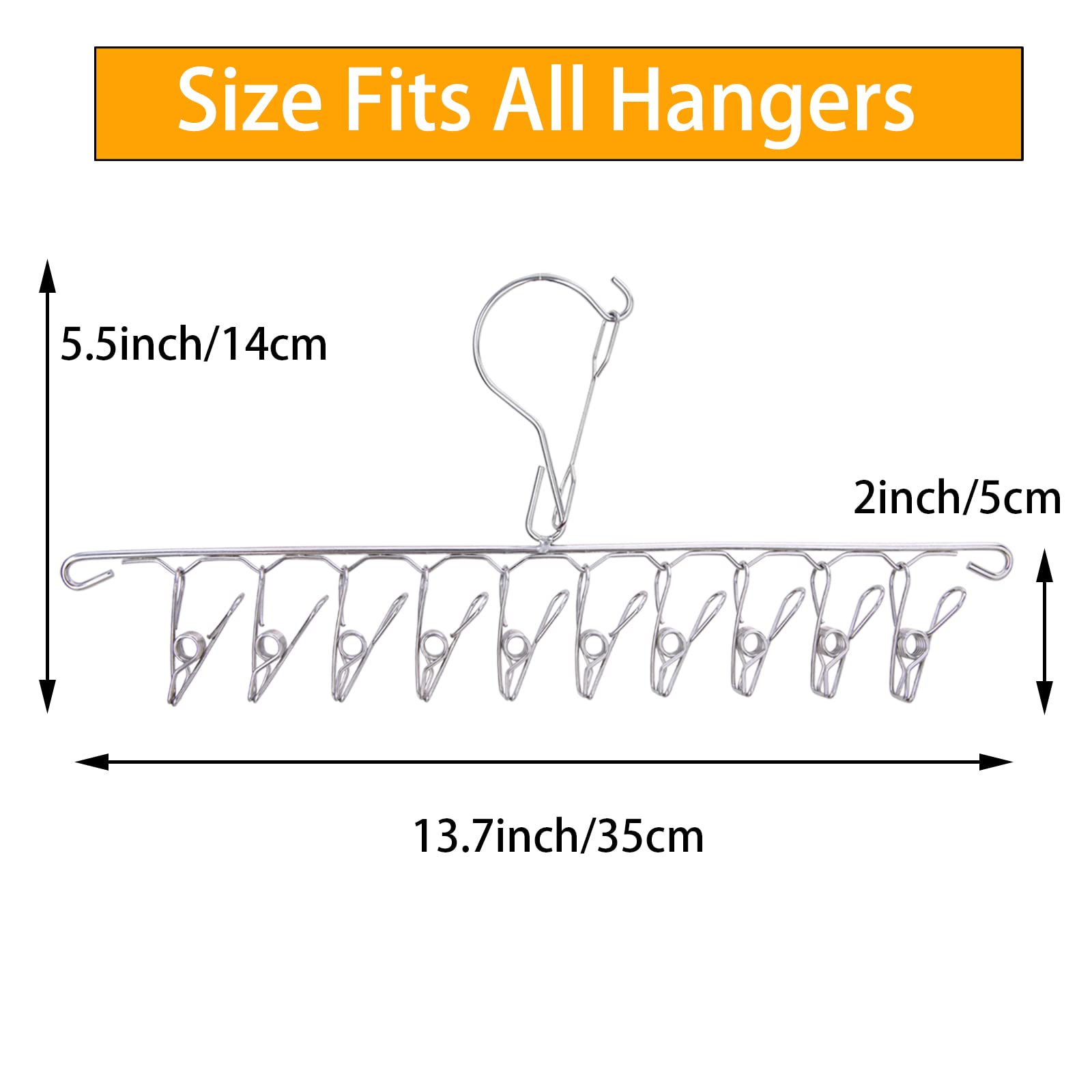 Hat Organizer Hanger for Closet Set of 2 Baseball Cap Organizer with 20 Clips Stainless Steel Hat Rack Holder for Baseball Caps, Silver Hat Hangers for Closet Organizer, Fits All Caps