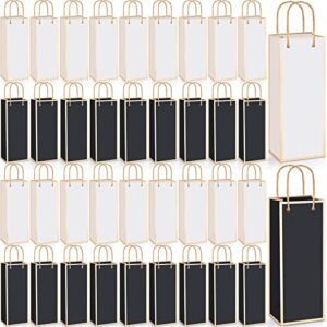 24 pcs wine gift bags for wine bottles elegant white and black wine gift bags with metallic gold foil print kraft wine gift bags with attractive gold rope handles for wedding bottle