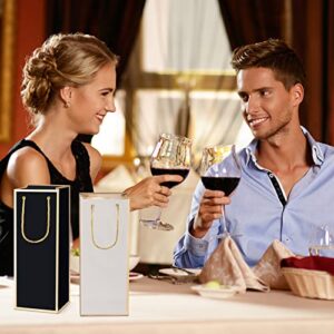 24 Pcs Wine Gift Bags for Wine Bottles Elegant White and Black Wine Gift Bags with Metallic Gold Foil Print Kraft Wine Gift Bags with Attractive Gold Rope Handles for Wedding Bottle