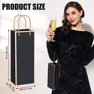 24 Pcs Wine Gift Bags for Wine Bottles Elegant White and Black Wine Gift Bags with Metallic Gold Foil Print Kraft Wine Gift Bags with Attractive Gold Rope Handles for Wedding Bottle