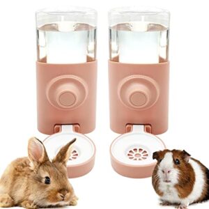 fhiny rabbit water bottle no drip, 2 pcs hanging guinea pig water dispenser 600ml small animal gravity automatic water feeder for bunny guinea pigs chinchillas hedgehogs ferrets squirrels (pink)