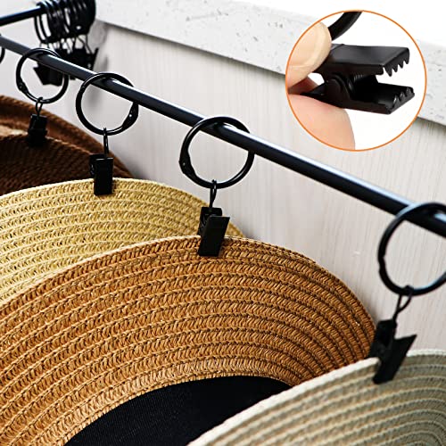 CAPHONT Hat Wall Rack Cap Organizer 2 Pack Baseball Hat Racks Display Holder with 24 Detachable Metal Clips Hooks Baseball Cap Display Wall Mounted