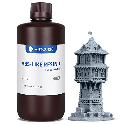 Anycubic Upgraded ABS-Like 3D Printer Resin, Hardness and Toughness 405nm UV-Curing 8K Resin, High Precision and Easy to Post-Process Standard Photopolymer Resin for LCD DLP 3D Printing (Grey, 1kg)