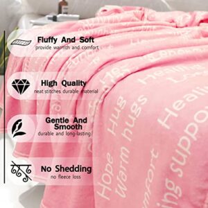 Healing Thoughts Throw Blanket | Positive Energy | Compassion | Warm Hugs| Inspirational Blanket | Get Well Gifts for Women | Comfort Chemo Blanket | Breast Cancer Gifts for Women | 50" x 60" Pink