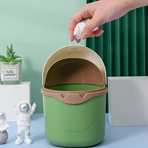 Waste Bins Mini Trash Can Cartoon Desktop Garbage Bin Cute Monster Waste Flipping Basket Wastepaper Container Rubbish Bin Buckets Can for Bedroom Office Makeup Pad Holder