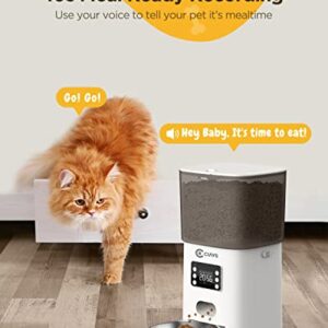 Ciays Automatic Cat Feeders, 6L Cat Food Dispenser Up to 20 Portions 6 Meals Per Day, Pet Dry Food Dispenser with Distribution Alarms for Small Medium Cats Dogs, White