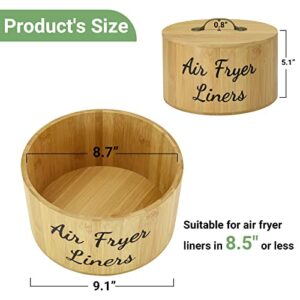 Air Fryer Disposable Paper Liner Holder Organizer, Bamboo Storage Organizer Bin Box for Cabinet, Pantry, Kitchen, Storage Container with Lid for Air Fryer Liners Air Fryer Parchment Paper