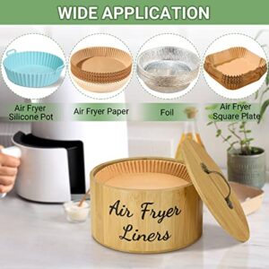 Air Fryer Disposable Paper Liner Holder Organizer, Bamboo Storage Organizer Bin Box for Cabinet, Pantry, Kitchen, Storage Container with Lid for Air Fryer Liners Air Fryer Parchment Paper