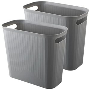 rejomiik small trash can, 1.6 gallon slim garbage can plastic wastebasket container bin with handles for narrow spaces bathroom, bedroom, office, home, dorm room, kitchen, 2 pack, gray