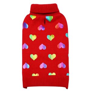 kyeese valentines day dog sweaters colorful radiant printing love design with leash hole pet sweater pet clothes,xl