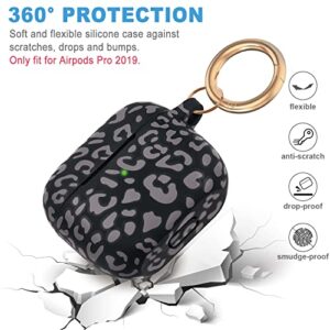 Leopard Silicone Airpods Pro Case 2019, Gawnock Soft Case Cover Flexible for iPod Pro Case Floral Print Cover for Women Girls with Keychain - Grey Leopard Cheetah