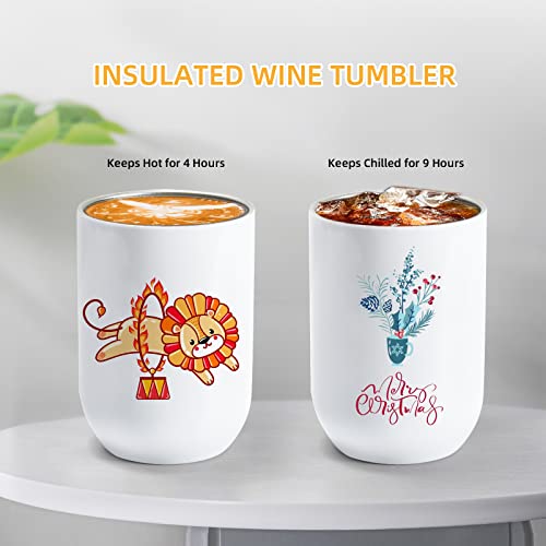 AGH 12 oz Sublimation Wine Tumblers, 6 pack Stainless Steel Double Wall Vacuum Insulated Tumblers