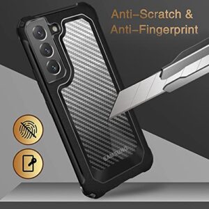 SUPBEC Galaxy S21 Case, Carbon Fiber Shockproof Protective Cover with Screen Protector [x2] [Military Grade Protection] [Scratch Resistant & Anti-Fingerprint], Samsung Galaxy S21 Case, 6.2", Black