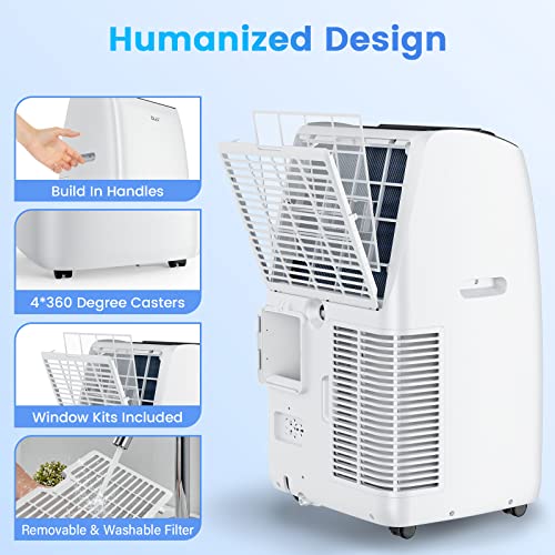 Portable Air Conditioner with Heat and Remote Control, 14000 BTU(Ashrae) /10400 BTU (SACC), WiFi Smart Control,Cools Up to 600 Square Feet, White