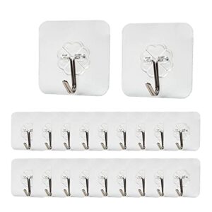 wall hooks transparent hook free nails,waterproof and oilproof for keys bathroom shower outdoor kitchen door home improvement sticky hook 20 pack