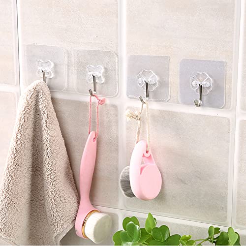 Wall Hooks Transparent Hook Free Nails,Waterproof and Oilproof for Keys Bathroom Shower Outdoor Kitchen Door Home Improvement Sticky Hook 20 Pack