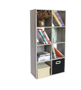 pachira e-commerce cubby storage organizer, 8 cube unit shelf, closet cabinet, dvd rack bookshelf file organizer rack in study, each cube 28.5 cm, oak grey
