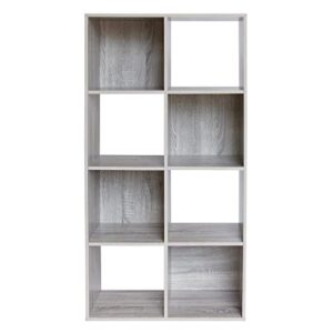 PACHIRA E-Commerce Cubby Storage Organizer, 8 Cube Unit Shelf, Closet Cabinet, DVD Rack Bookshelf File Organizer Rack in Study, Each Cube 28.5 cm, Oak Grey