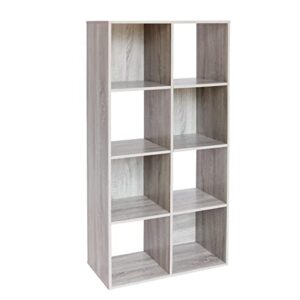 PACHIRA E-Commerce Cubby Storage Organizer, 8 Cube Unit Shelf, Closet Cabinet, DVD Rack Bookshelf File Organizer Rack in Study, Each Cube 28.5 cm, Oak Grey