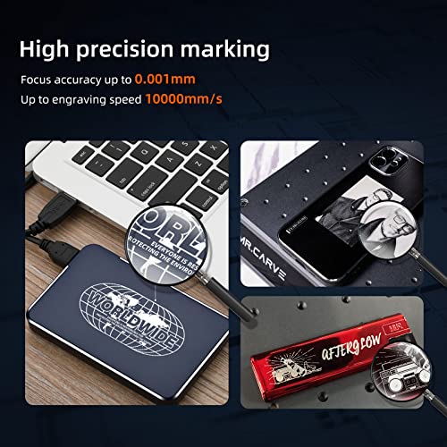 MR.CARVE M1 Fiber Pro Laser Marking Machine,Laser Engraver Engraving Machine for All-Metals&Jewelry&Plastics(70mm*70mm), 2 in 1 Industrial Grade & Craft Grade Suitable for Factory Home Engraving…