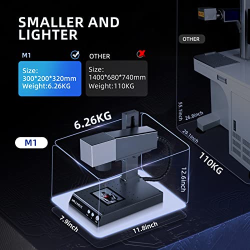 MR.CARVE M1 Fiber Pro Laser Marking Machine,Laser Engraver Engraving Machine for All-Metals&Jewelry&Plastics(70mm*70mm), 2 in 1 Industrial Grade & Craft Grade Suitable for Factory Home Engraving…