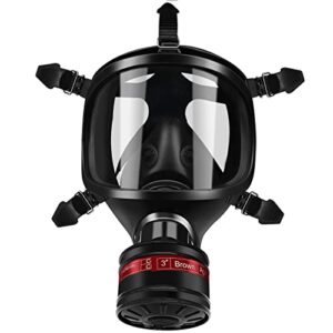 lakyrik full-face respirator mask gas-masks with 40 mm activated carbon filter canister, paint respirators dust mask for industrial, polishing, chemical handling, painting welding, survival