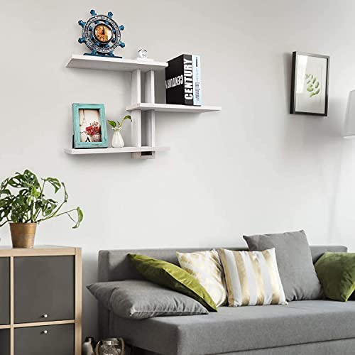 Emfogo Floating Shelves Wall Mounted, Rustic Wood Wall Shelves for Wall Decor, 3 Tier Wall Shelf for Bedroom/Bathroom/Living Room/Kitchen/Laundry Room Storage & Decoration