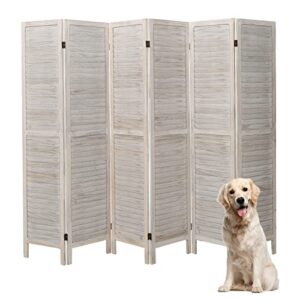 babion room divider 6 panel, louver wood room divider, 5.6ft tall partition room dividers and folding privacy screens, room divider wall, modern freestanding room divider for bedroom office,white