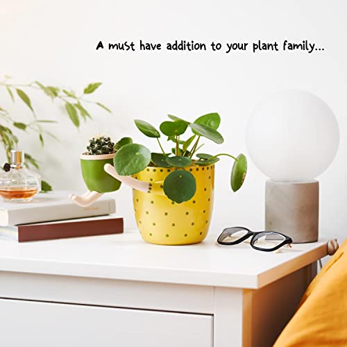 VIRTUNE Adorable Indoor Plant Pots. 5" Flower Pot & 2" Small Succulent Pot with Drainage. Indoor Planters, Small Plant Pots Indoor, Cute Pots for Indoor Plants, Succulent Planter (Light Yellow)