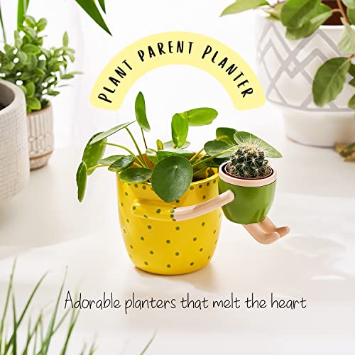 VIRTUNE Adorable Indoor Plant Pots. 5" Flower Pot & 2" Small Succulent Pot with Drainage. Indoor Planters, Small Plant Pots Indoor, Cute Pots for Indoor Plants, Succulent Planter (Light Yellow)